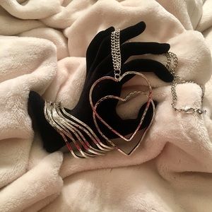 Set of Heart Necklace and Bangle Set